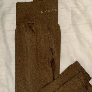 NVGTN Seamless Tan Brown Leggings | Sculpting Fit | Size Large